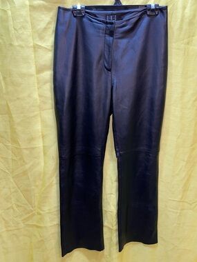 INC 100% Leather Black Straight-Leg Pants